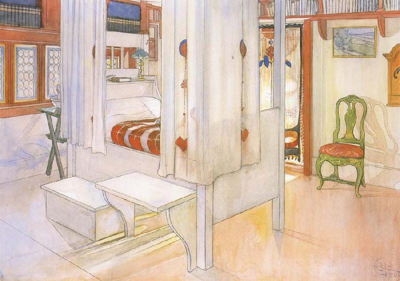 Carl Larsson My Bedroom Watercolor oil painting image